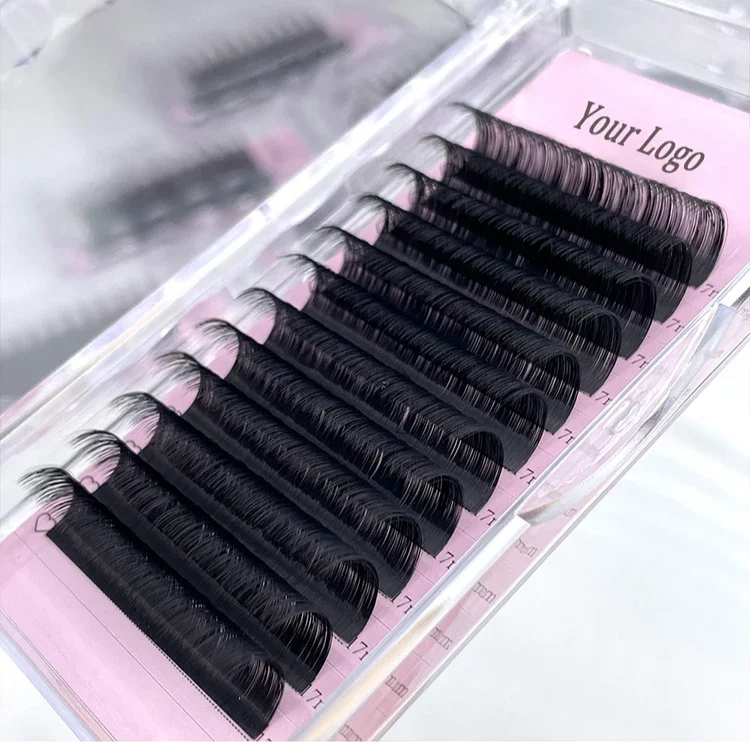 

Matte Dark Black Volume Lash Extensions Cashmere Faux Mink Lash Extension Trays Supplies