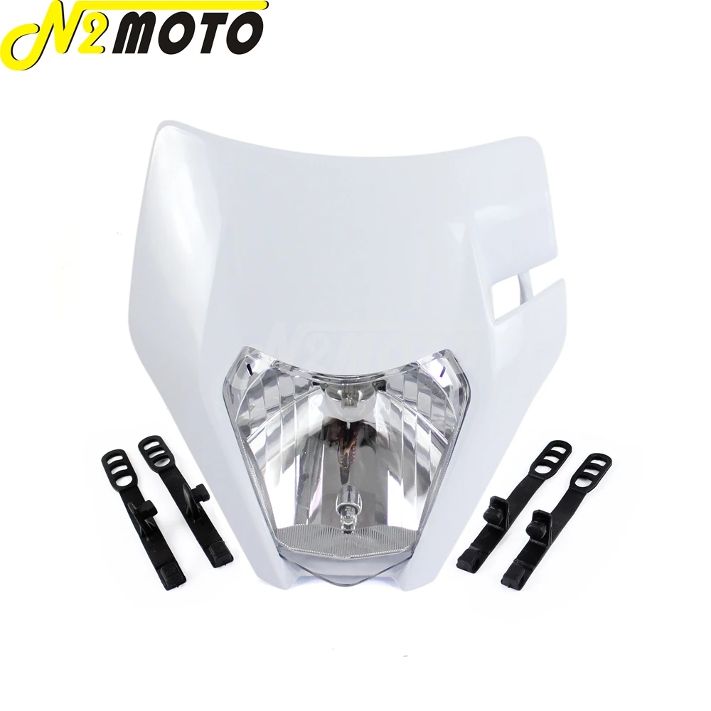 1 Set Dual Sport Front Fender & Headlight Dirt Bike Off Road Front Mudguard Head Lamp Bodywork Plastic for EXC SX SX-F XC XCW F