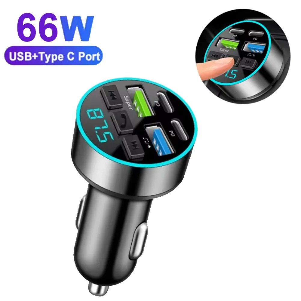 Digitalanzeige Zigarettenanzünder Autoladegerät Dual USB Typ C Multifunktionaler Bluetooth FM Sender Empfänger MP3-Player – Detail 12