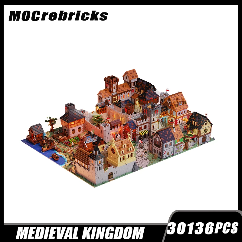 New Modular Architecture Building Blocks Model European Medieval Kingdom Royal Castle Country Mill Port Manor Brick Toy Gifts