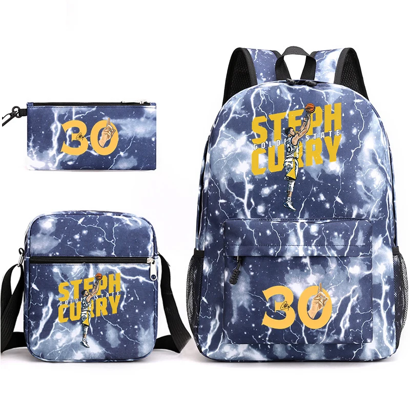 

print campus student school bag 3-piece set youth backpack pencil bag single shoulder bag set