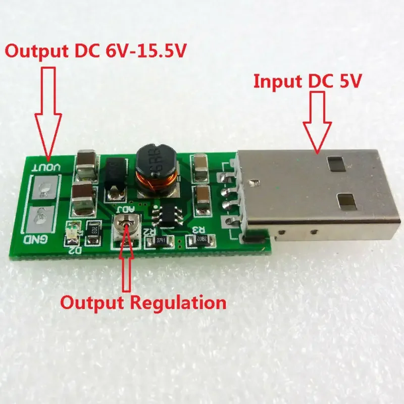 5 Pcs USB 5V to DC 6V 9V 12V 15V Adjustable Output DC DC Converter Step-up Boost UPS Module For PTZ camera Smart Home