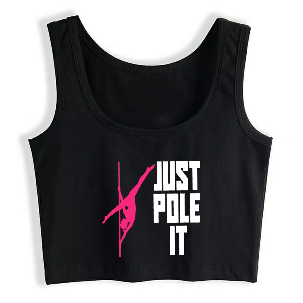 Just Pole It Pole Dance Split Design Cotton Sexy Fit Crop Top Pole Dancer Sports Fitness Training Tank Top Hot Girl Gym Camisole