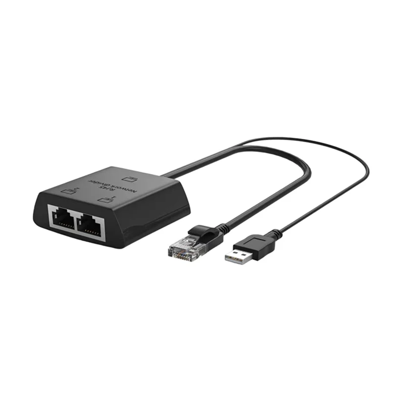 A13E-RJ45 Splitter 1 To 2 Ethernet Adapter Compatible Cat5 Cat5e Network Cable Extender For Router Laptop Easy To Use (Male)