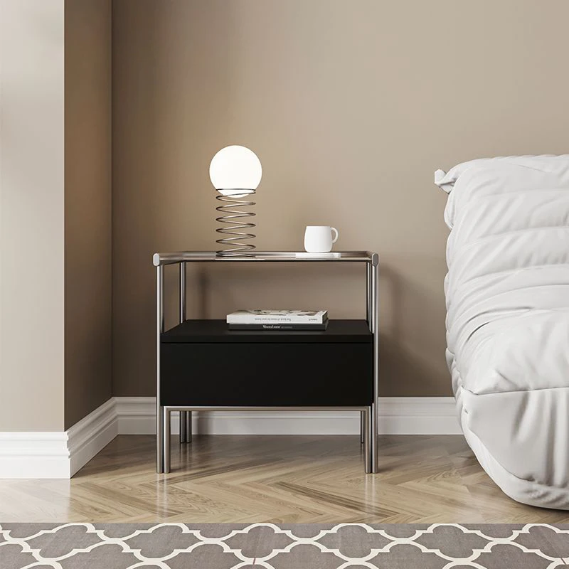 

Nordic Black Nightstands Unique Classic Narrow Design Minimalist Bedsides Table Space Saving Mesitas De Noche Home Furniture