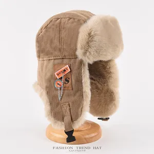 Homens e mulheres russo Ushanka chapéu de pele, chapéu bombardeiro, boné Earflap, preto, cinza, grosso, quente, masculino, fêmea, inverno, esqui, moda 10 principais vendas touca cinza masculina - №1