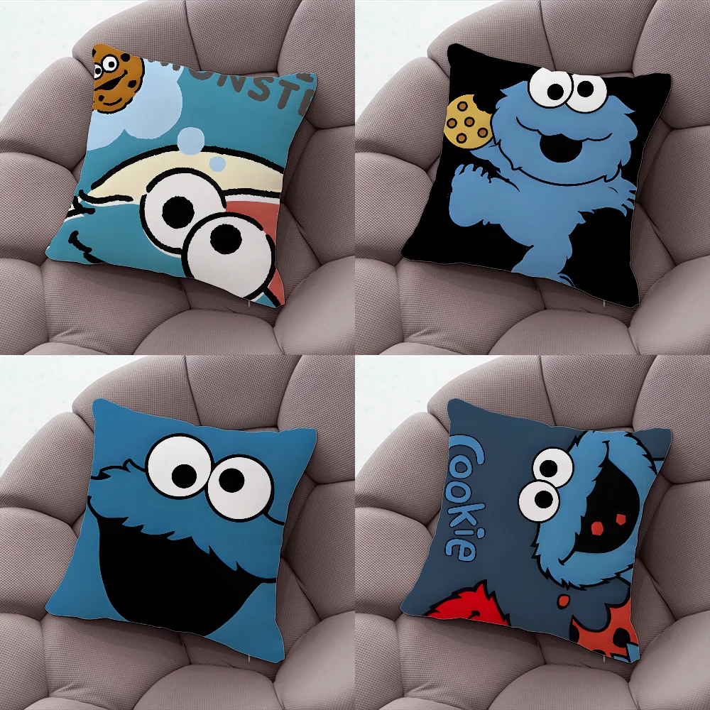 Cartoon C-Cookies Monster Pillow Case Pillow Case Living Room Sofa Cushion Cover Suitable For Home Bedroom Room Decoration