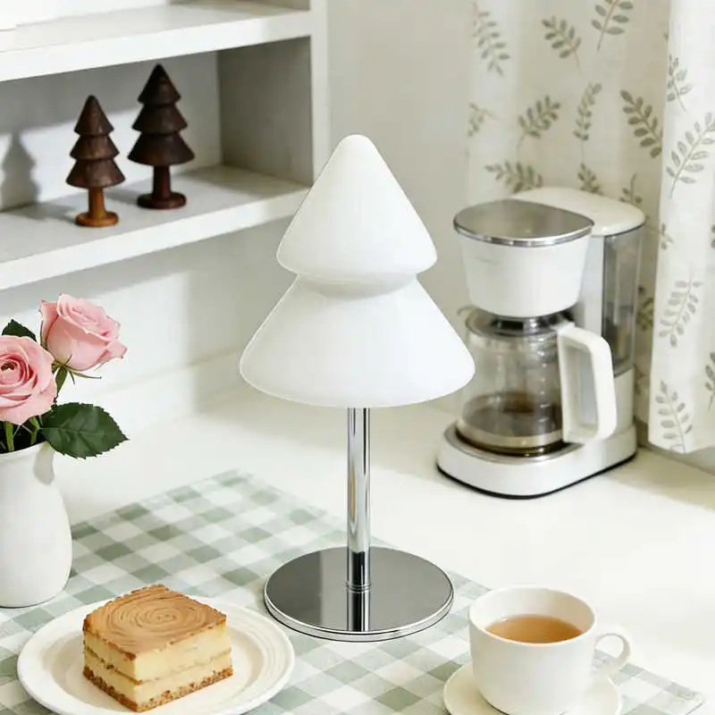 Lámpara de mesa de cristal bonita con árbol de Navidad de dopamina colorida, lámpara decorativa ambiental para dormitorio, mesita de noche y escritorio