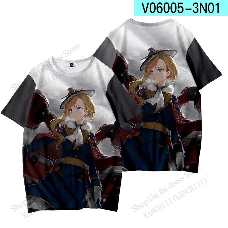 Аниме Azur Lane Косплей Футболка с 3D принтом Мужчины Женщины Модная футболка с коротким рукавом Детские топы Футболки Сексуальная футболка для девочек Kawaii Oversized