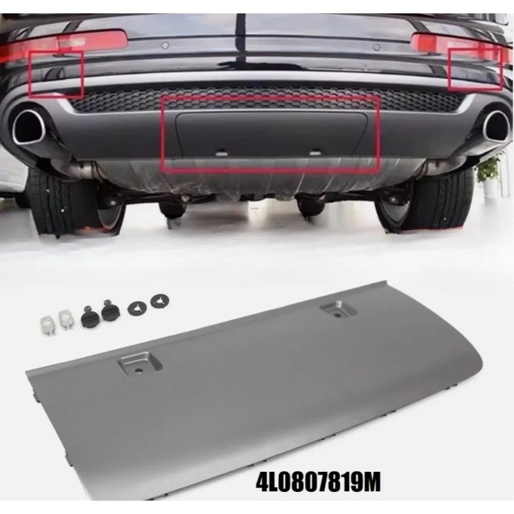 For Audi Q7 2010 - 2015 Rear Bumper Towbar Cover Platinum Gray End Cap 4L0807819M 1RR