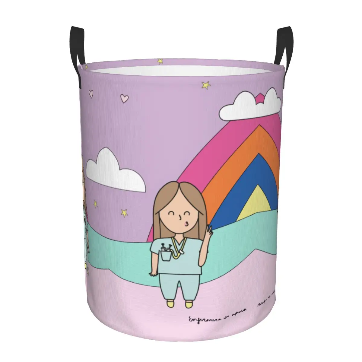 Cartoon Doctor Nurse Printed Laundry Basket Foldable Large Clothes Storage Bin Baby Hamper