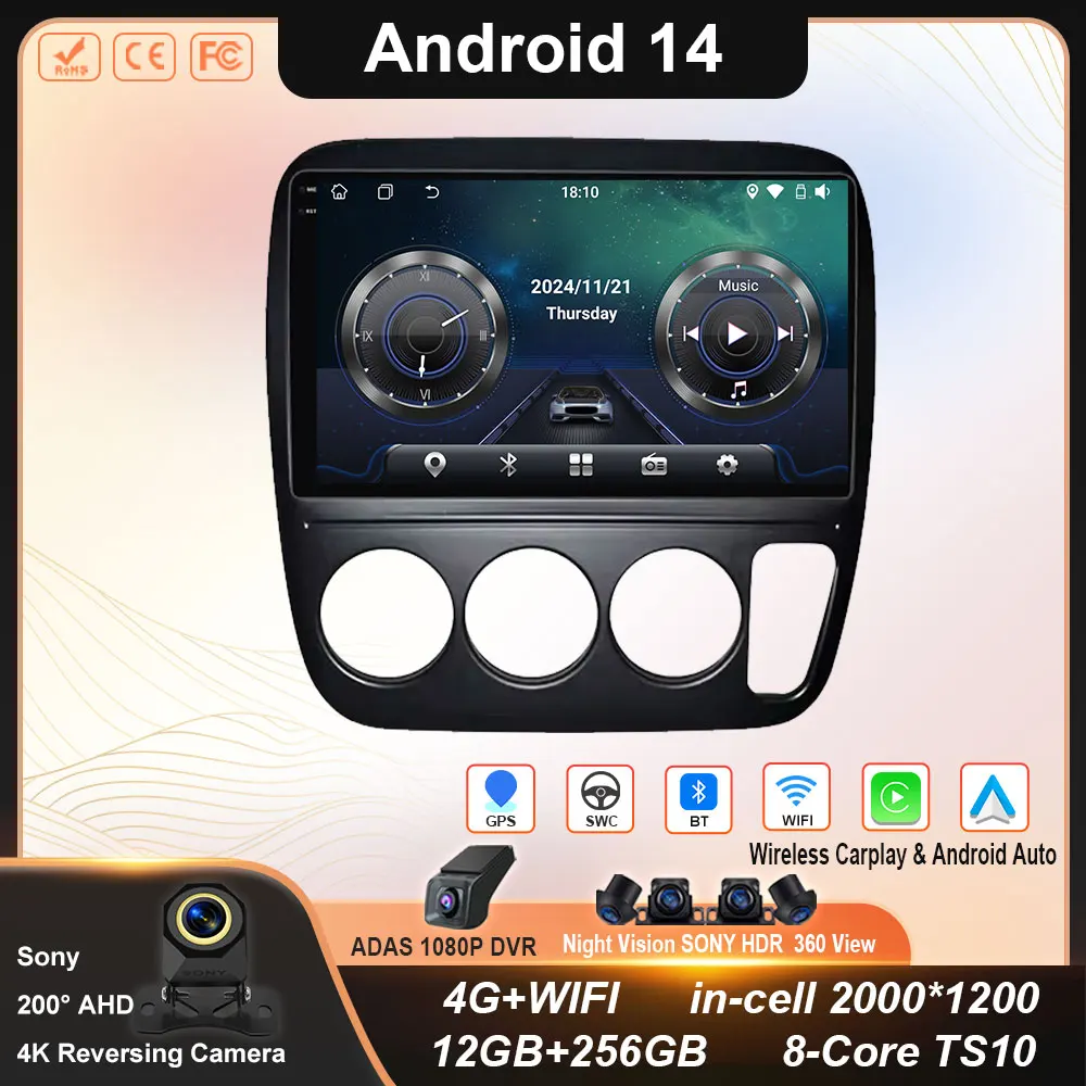 

Car Radio For Honda CR-V CRV 1997 1998 1999 2000 2001 Android LTE Car Multimedia Video Player BT WIFI 4G Carplay BT QELD Stereo