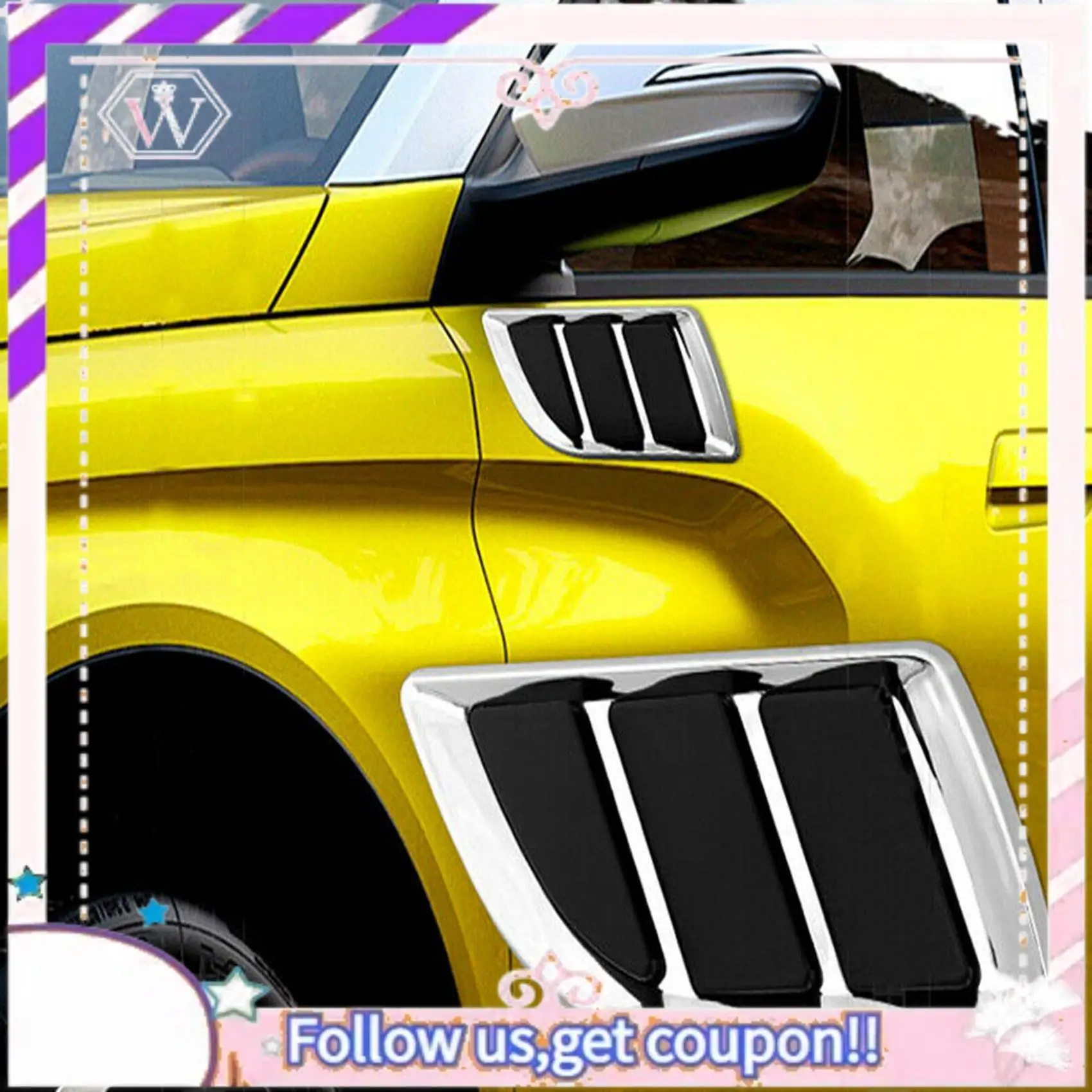 

Easy To Use Car Side Air Flow Vent Fender Hole Cover Intake Grille Duct Decoration Sticker