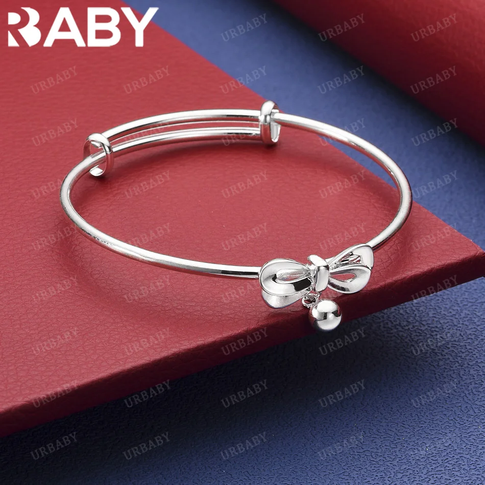 

URBABY 925 Sterling Silver Bangle Bow-knot Bracelet Jewelry Fashion Party And Daily Wear