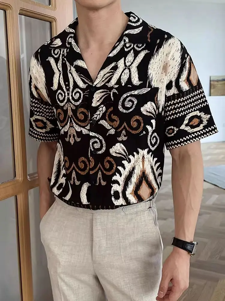 

Elegant Casual Cuban Collar Shirt for Men