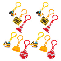 12Pcs Building Vehicle Keychains Engineering Construction Party Favors Birthday Gifts Mini Plastic Key Rings for