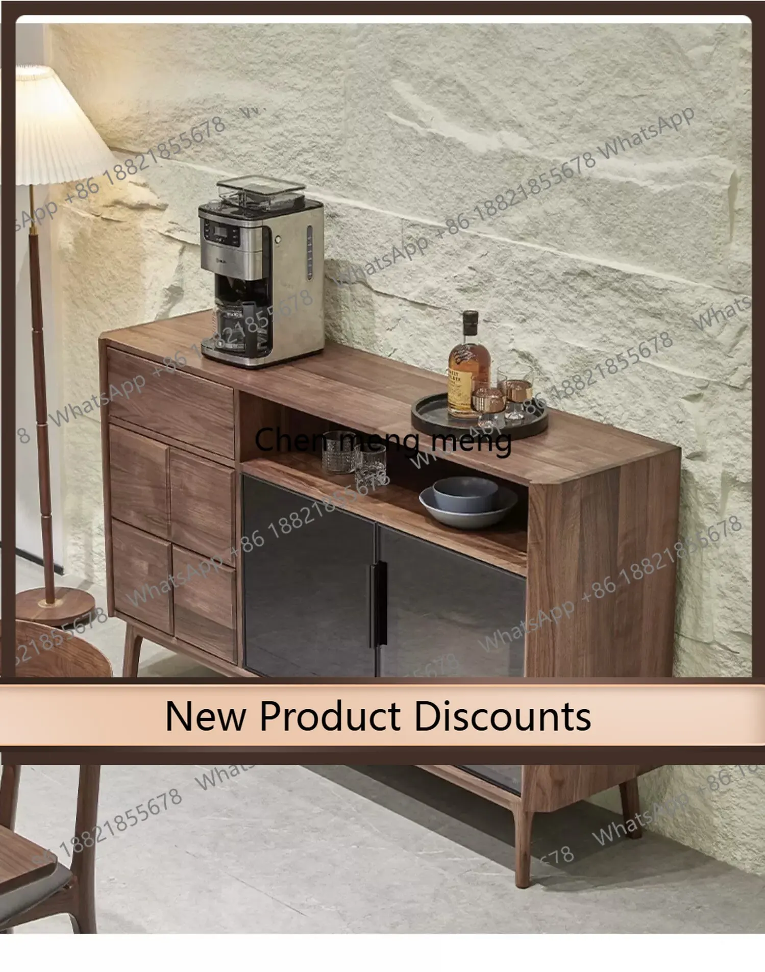 

z10Solid wood dining side cabinet retro display, storage, simple living room side cabinet