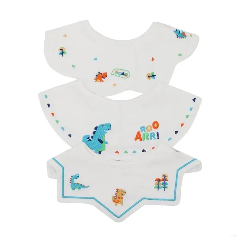 95AE 3 PCS 360 ° xoay bé ăn Bibs Bibs thêu nước bọt