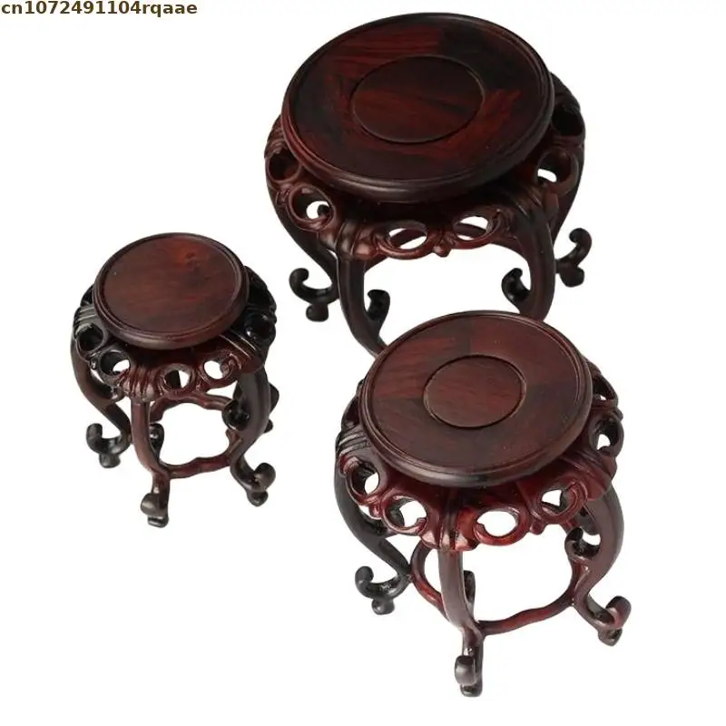 High Quality Ebony Candy Table Furniture Crafts Figurines Vase Flower Pot Miniature Sorting Table Tea Sets Pedestal Wooden Base