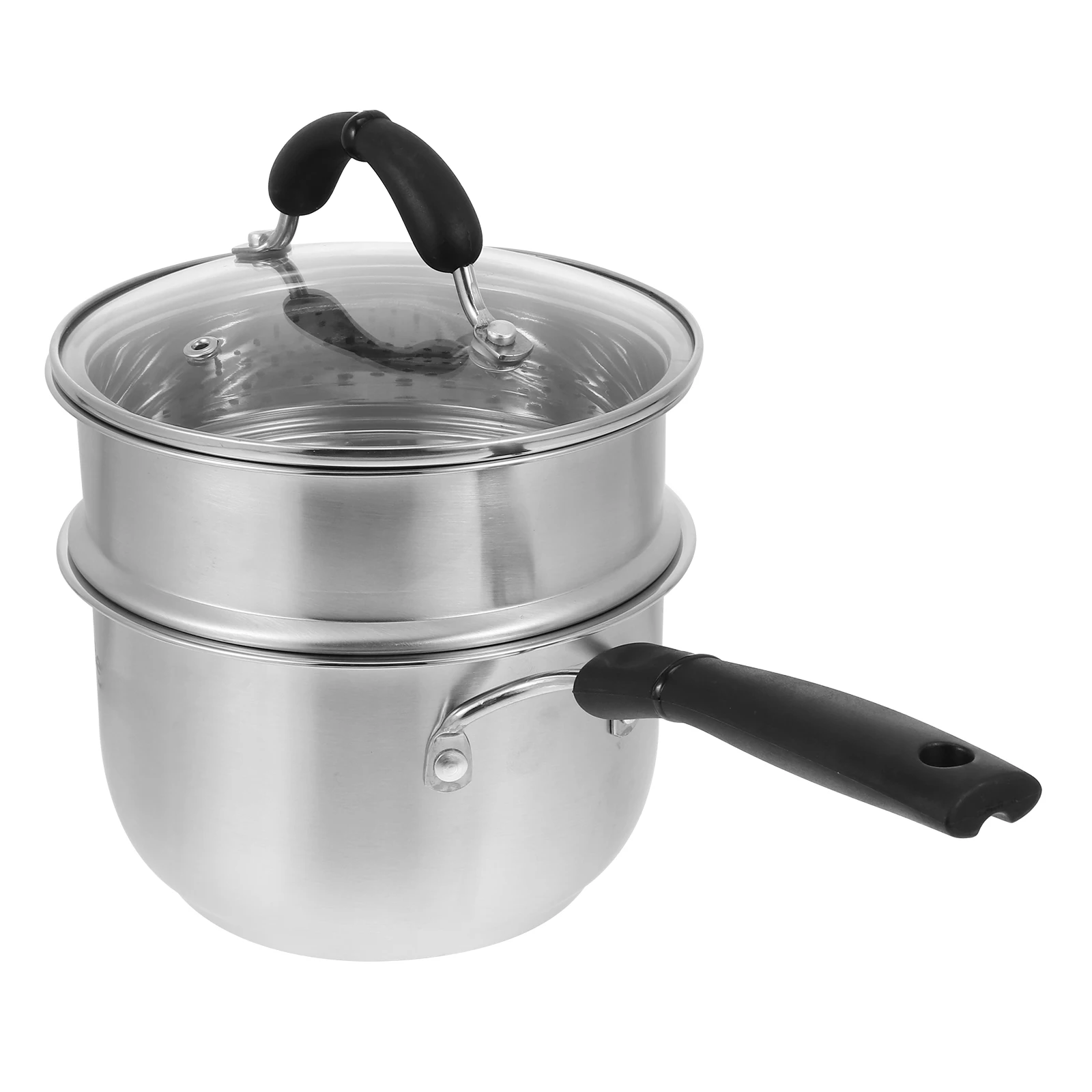 

1pc Stainless Steel Thick Pot Heavy Duty Multi Purpose Stockpot Kitchen Cookware Silver Small Milk Pot Baby Food
