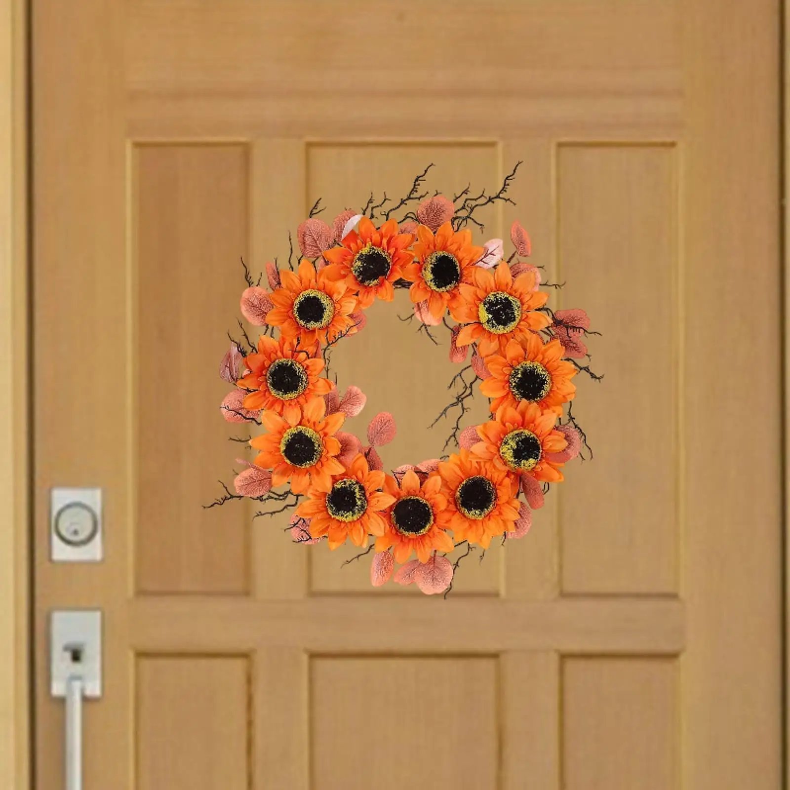 Sunflower Wreath Decorative Garland Handcraft Front Door Wreath Table Centerpiece for Party Decoration Window Home Porch Garden