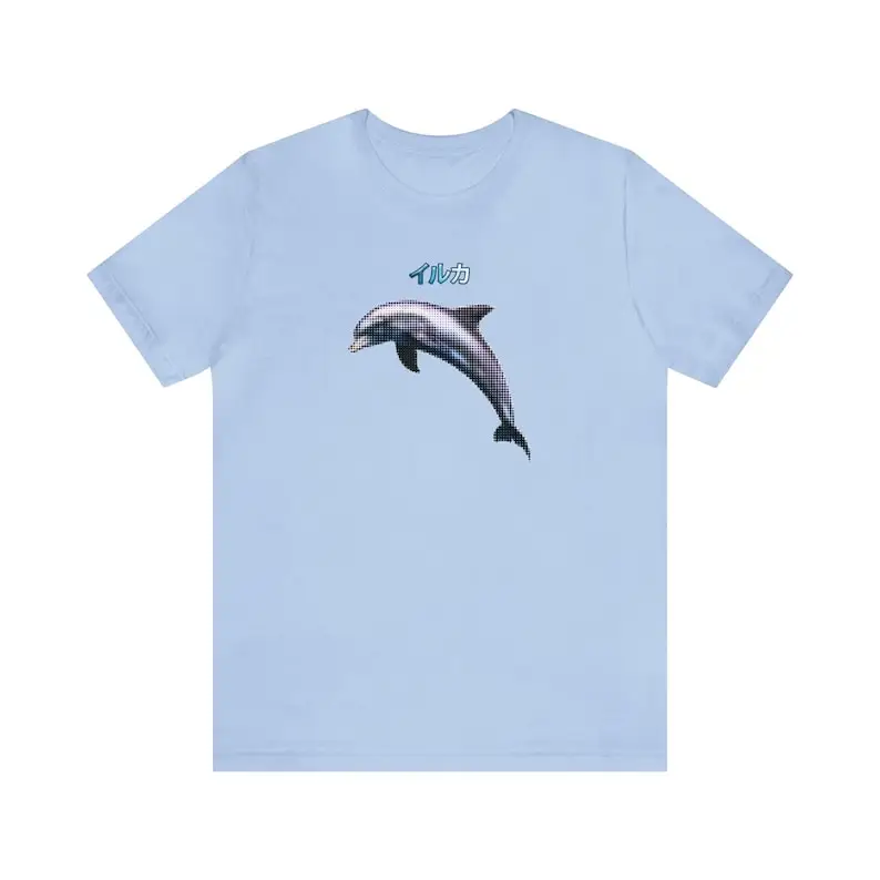 Dolphin Graphic T-Shirt, Aquatic Tee, Sealife, Ikura Japanese Tee, Animal Graphic Shirt, Dolphin Tee, Y2k, Halftone Art