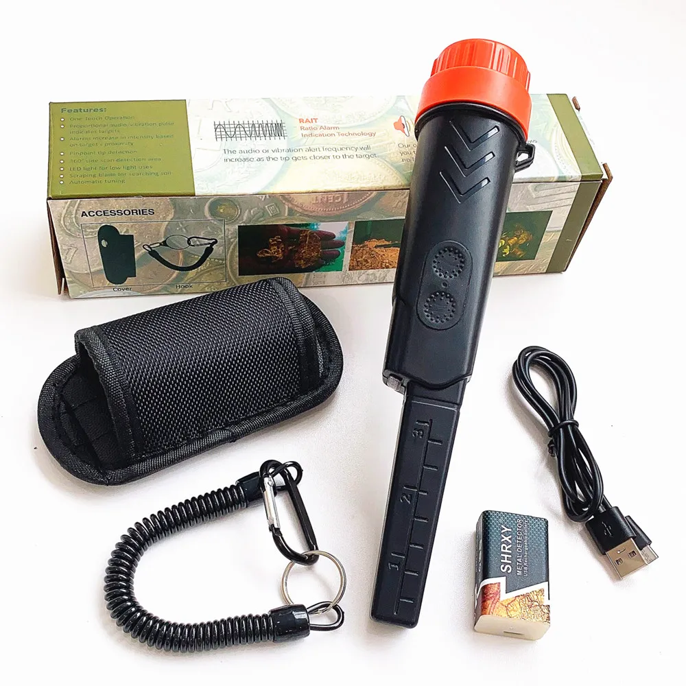 shrxy Waterproof Pointer Metal Detector Underwater Pulse Pinpointer with 9V 800MA USB Rechargeable Battery