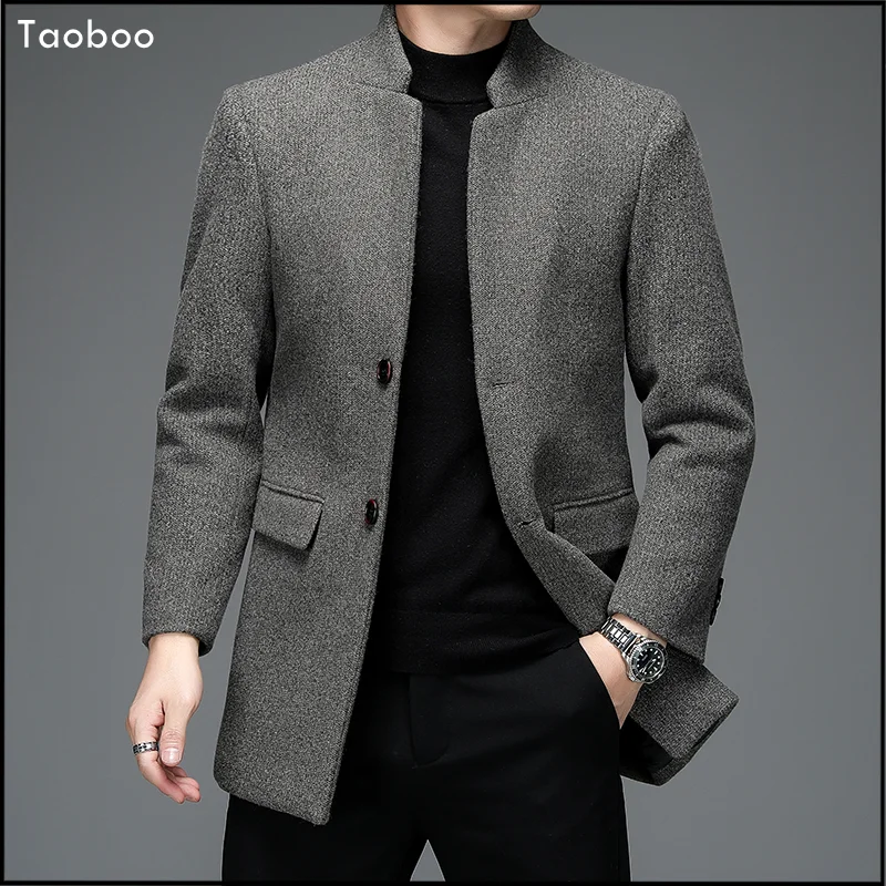 Taoboo 2022 Business casual Solid Coats Vintage style Men's winter jacket High Quality Fashion Parka Woolen Windbreak For Men