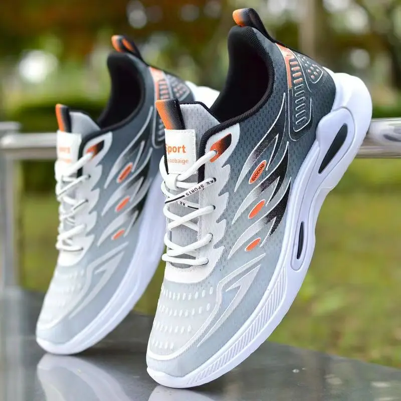 Men Fashion Sneakers Mesh Casual Shoes Lac-up Breathable Lightweight Walking Sneakers Men Summer Tenis Non-slip Running Shoes