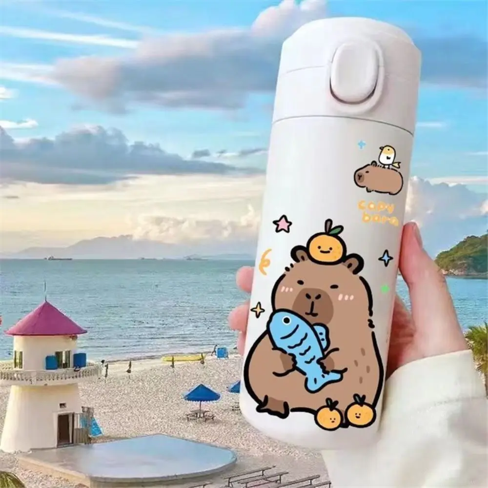 Stainless Steel Capybara Insulated Water Bottle 420ML Cartoon Students Thermal Cup Large Capacity Leakproof