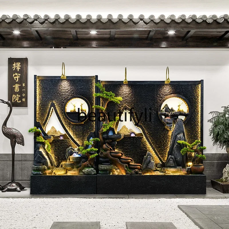 

A48 Water curtain wall, flowing water rockery, circulating water feature, outdoor lobby, courtyard, garden landscape ornament