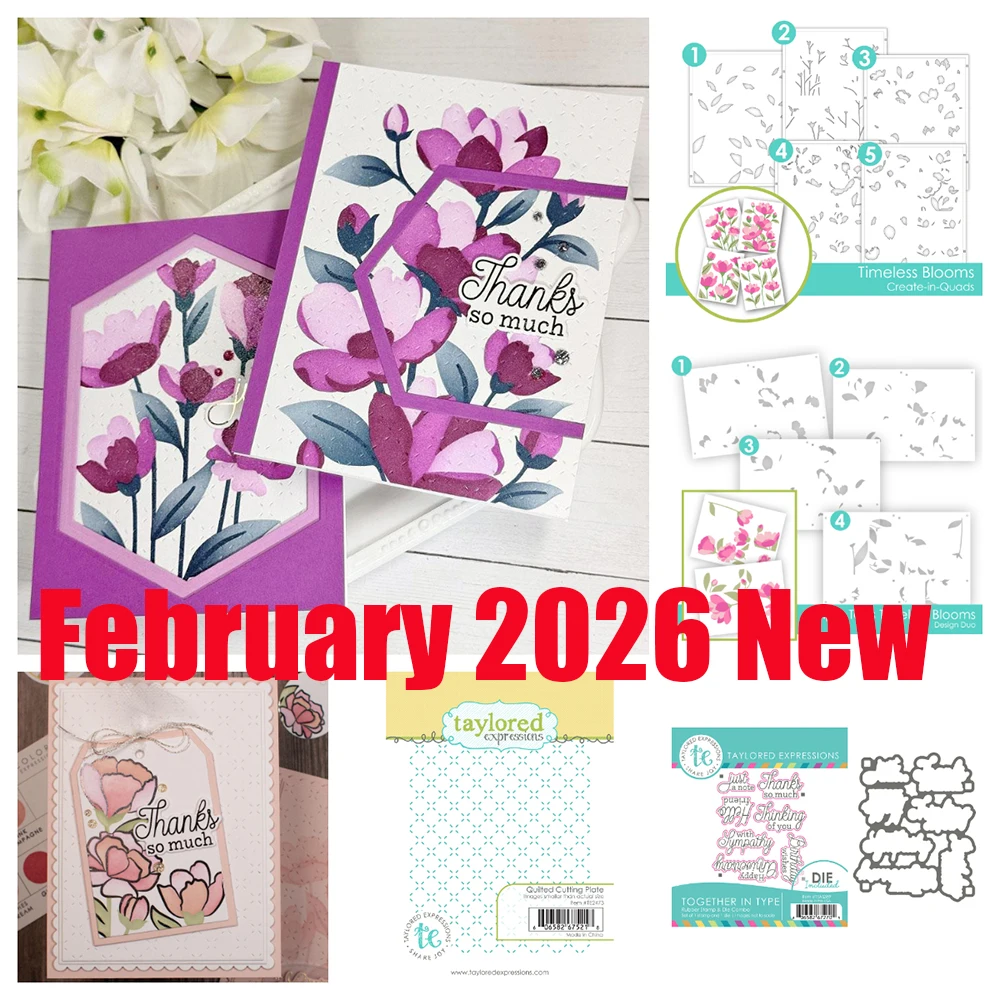 

Quilted Cutting Plate Timeless Blooms Metal Cutting Dies Stencils DIY Scrapbook Handmade Photo Album Calendar February 2026 New