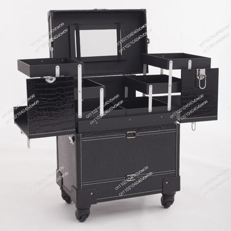 

Large multi-layer professional tie rod cosmetic box with for makeup artist, nail art embroidery tool storage box.