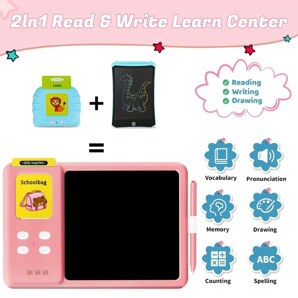 Talking Cards for Toddlers with LCD Writing Board,Learning Educational Gift for Age 1-5 Years Old Boys and Girls,224 Sight Words