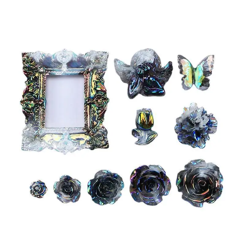 10PCS Dazzle Black Baroque Mabe Classical Style Resin Cabochon Embellishments DIY Jewelry Making Crafts Flatback Ornament