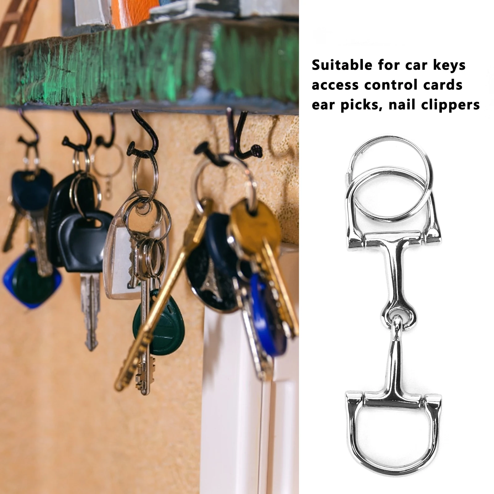 D-Shaped Key  D‑Shaped Snaffle Keychain  Silver D‑ Zine‑Alloy Horse Snaffle Bits Key  Snaffle Keychain