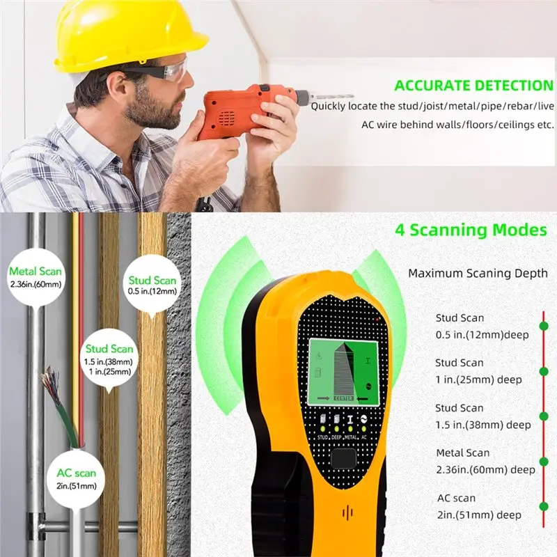【BRILLIANT 】LCD Display Metal Detector 4 In 1 Multifunctional Wall Detector 4 In 1 Wall Detector For Decoration