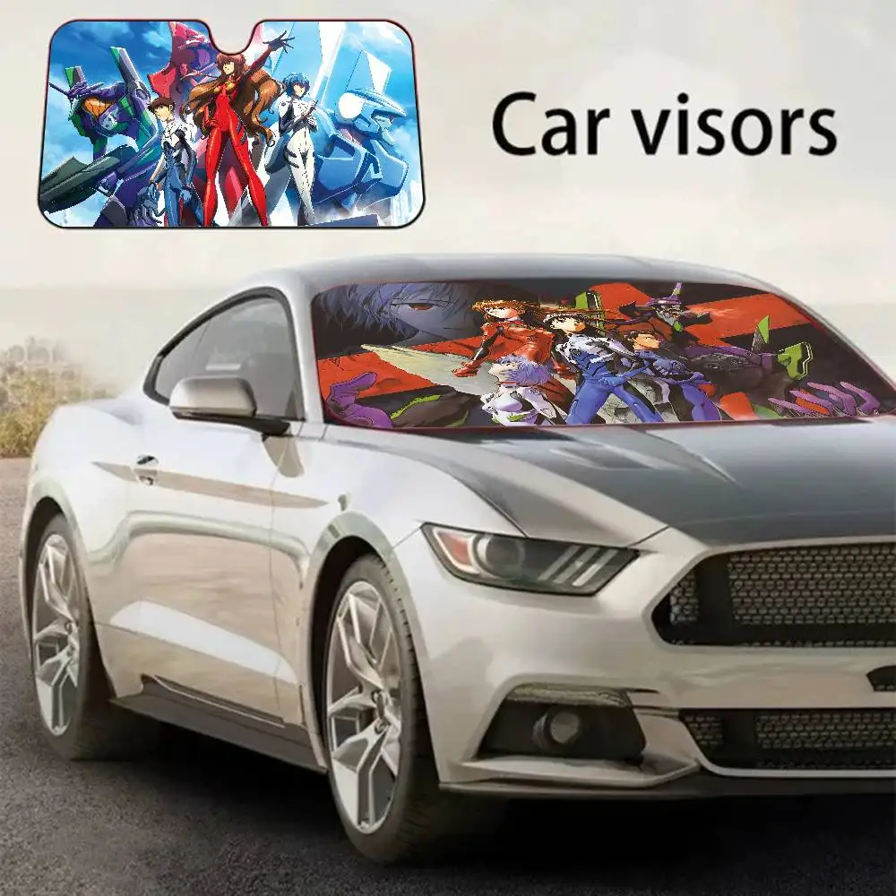 Anime Classic E-evangelion Cartoon Car Solar Protection Heated Windshield Sunshade Car Window Windscreen Shade Auto Sun Visor