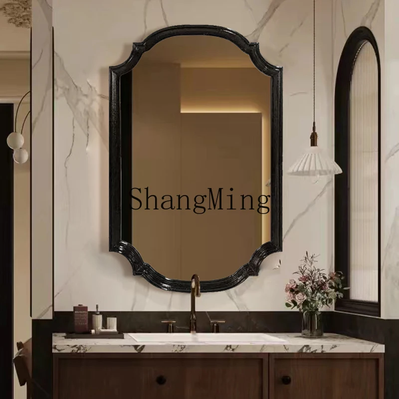 

FG retro bathroom mirror bathroom special-shaped irregular mirror wall hanging makeup porch living room