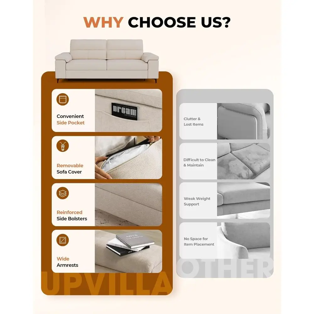 89 أريكة غرفة معيشة ذات جالين عميقًا مع 8 وسائد، ومقعدين من الشنيل مع مسند ذراع قابل للتحويل، وغطاء قابل للإزالة، وأرجل عالية #6