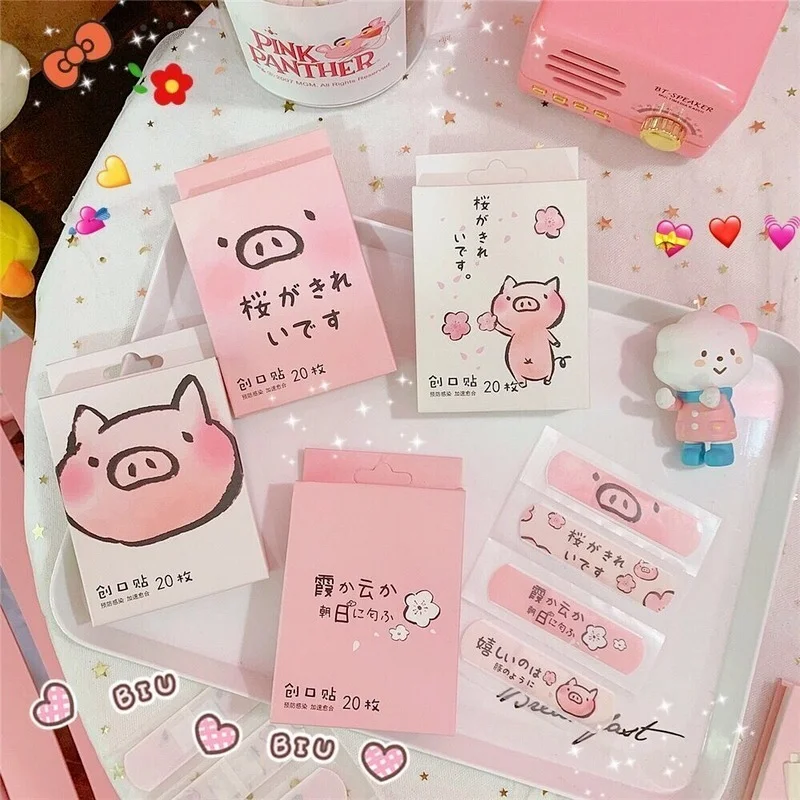 20pcs/box Cartoon Band Aid Dinosaur Pig Bear Pattern Wound Plaster Kawaii Patch Adhesive Bandages for Strips Dressing