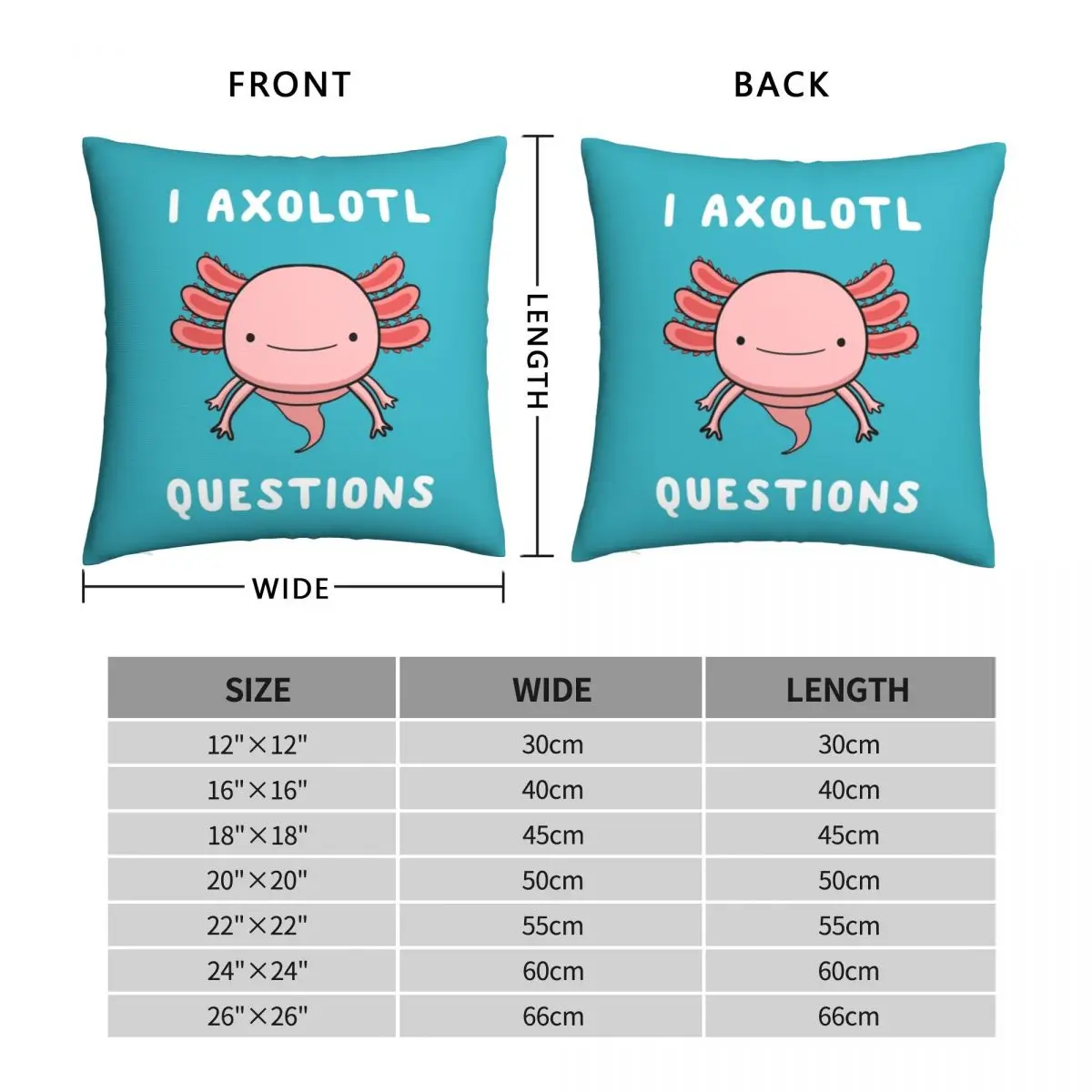 I Axolotl Questions Pillowcase Polyester Linen Velvet Creative Zip Decorative Throw Pillow Case Room Cushion Cover Wholesale