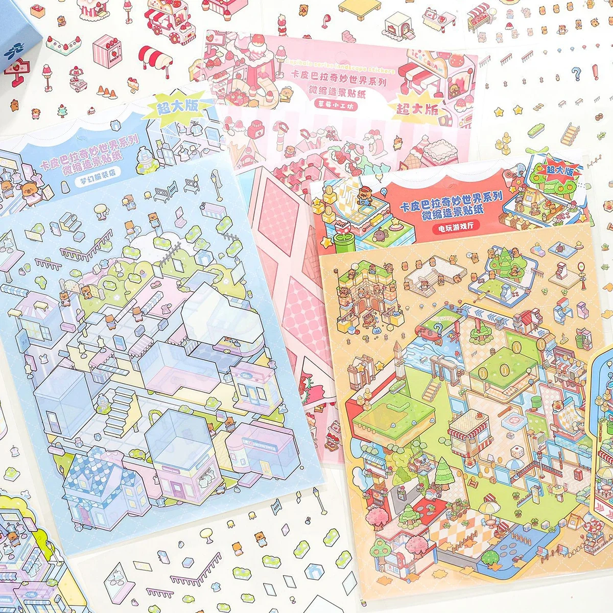 Cute 3D Kapibara Sticker Paper Trace Miniature Cartoon DIY Landscaping Wonderful World Decompression Sticker