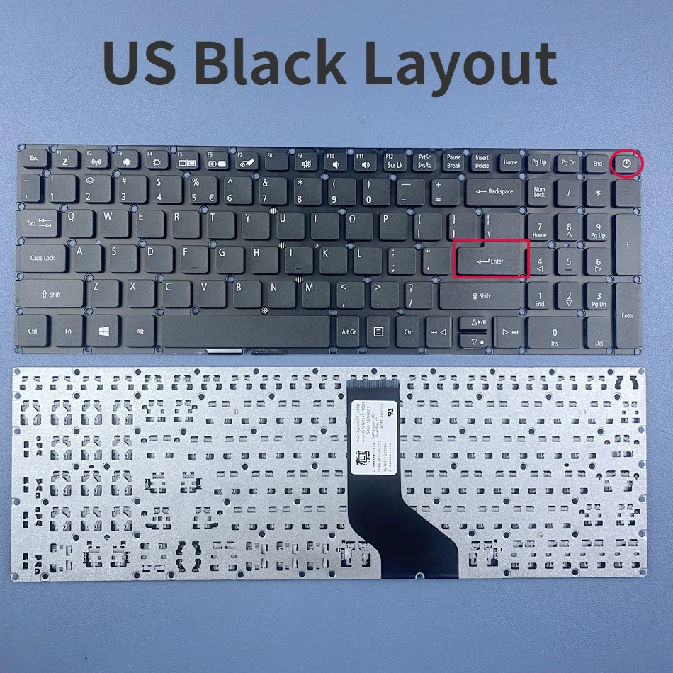 US Keyboard Black&Backlit For Acer E5-573 E5-573TG E5-722 E15 E5-582P E5-507H E5-532G 56AV 54G6 T5000 F5-573G Series US