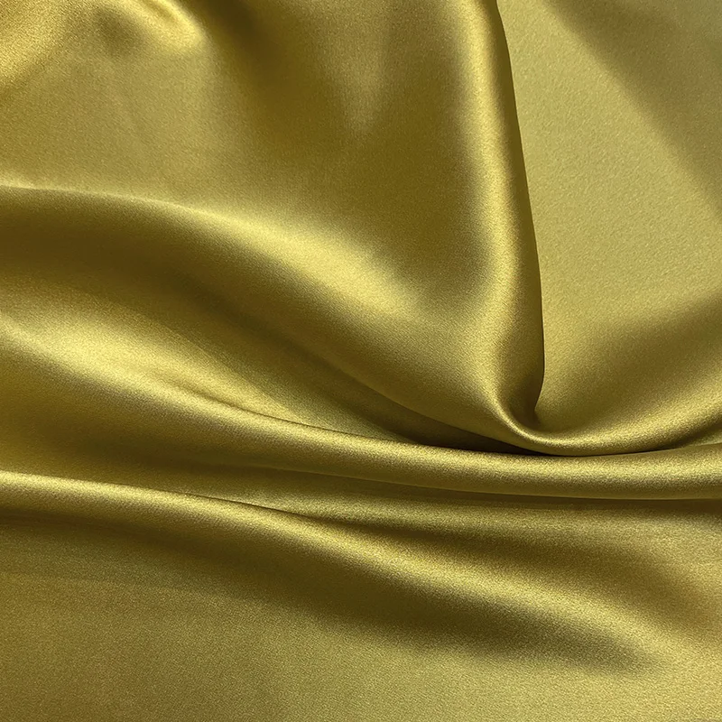 HYSK 100 satin pure silk fabric 30mm luxury top quality natural textile olive army 120 multi colors silk bridal for sewing robe