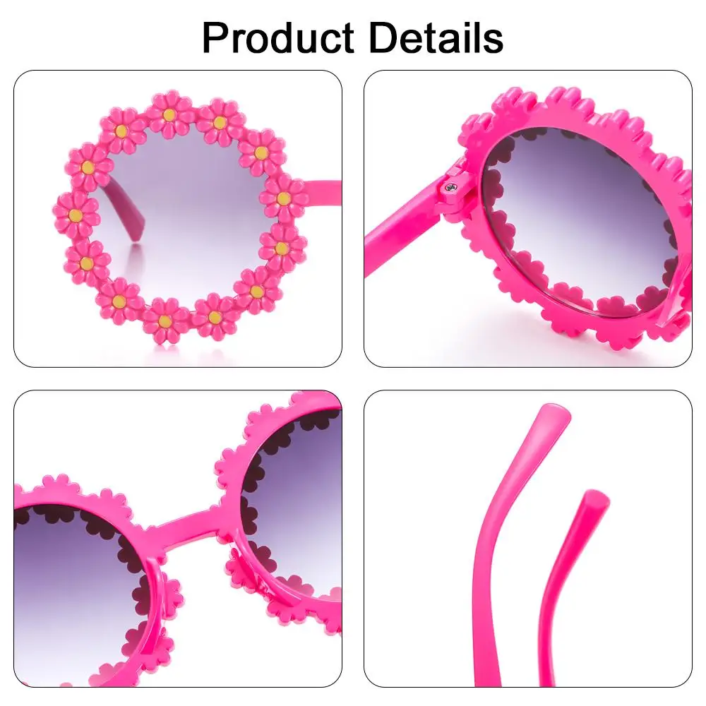 Girls Disco Sun Protection Festival Flower Sun Glasses Shades Round Frame Kids Daisy Sunglasses