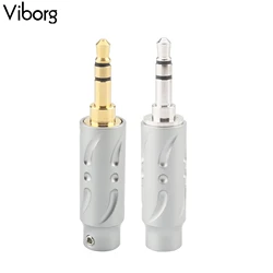 1pc Viborg High End 24K Gold Rhodium Plated Brass 3 Poles 3.5mm Stereo Headphone Earphone Audio AUX Male Plug Connector HIFI DIY