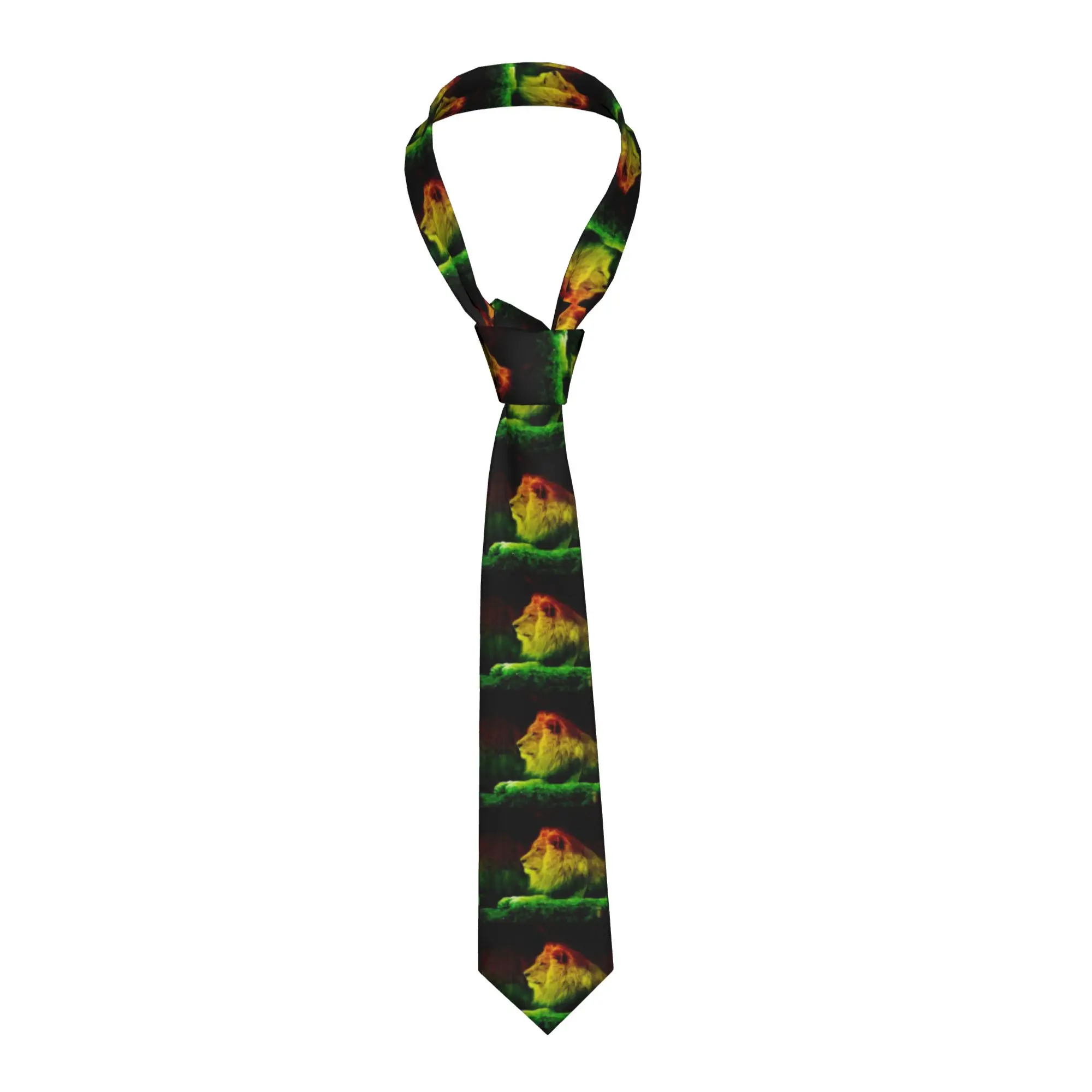 

Классический гавайский галстук с изображением льва в стиле растафари и регги, мужской персонализированный шелковый гавайский галстук для вечеринок, гавайский крават для торжественных мероприятий.