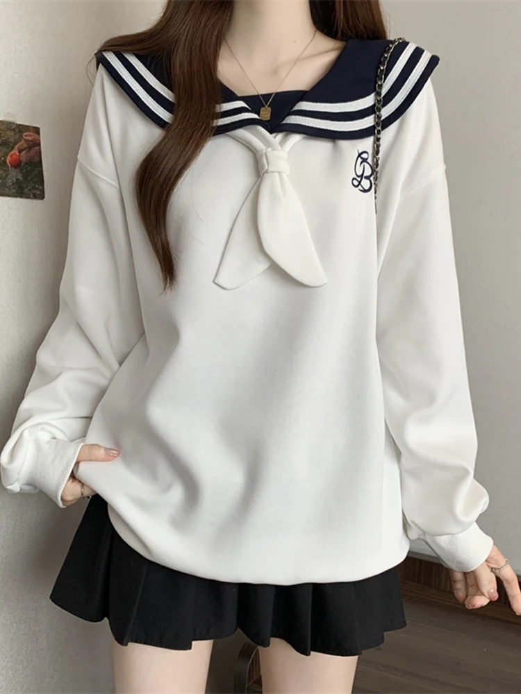 Lente 2026 Losse Lange Hoodie met Capuchon Dames Casual Wear Buitenkleding Basis Top Kleur Blo Borduurwerk Regular Fit Hoodie