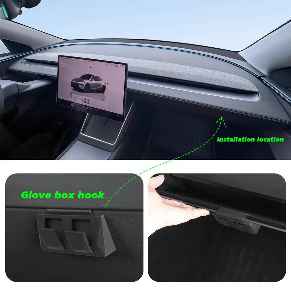 خطاف غطاء صندوق القفازات لطراز تسلا الجديد Y Juniper 2025 إطلاق تصميم Cybertruck خطافات متعددة